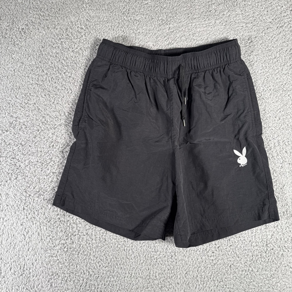 Playboy by Pacsun Swim Trunks Shorts Mens Small Black White Bunny